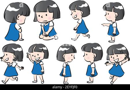 Vector cartoon school girl emoji set Stock Vector Image & Art - Alamy