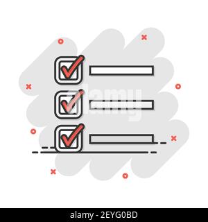 Vector cartoon to do list icon in comic style. Checklist, task list sign illustration pictogram. Reminder business splash effect concept. Stock Vector