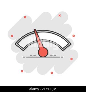 Vector cartoon dashboard icon in comic style. Level meter sign illustration pictogram. Speed business splash effect concept. Stock Vector