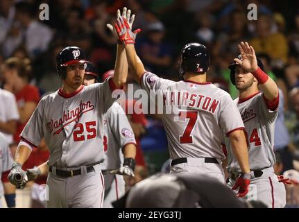 Washington Nationals baseball player Adam Dunn poses with his wife