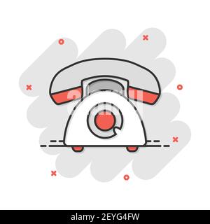 Vector cartoon phone icon in comic style. Telephone sign illustration pictogram. Phone business splash effect concept. Stock Vector