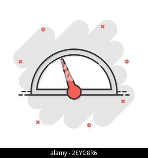 Vector cartoon dashboard icon in comic style. Level meter sign illustration pictogram. Speed business splash effect concept. Stock Vector