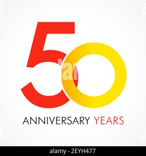 50 th anniversary numbers. 50 years old logotype. Creative bold congrats. Isolated abstract graphic web design template. Congratulation with rings dig Stock Vector