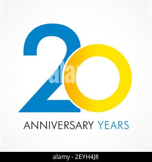 20 th anniversary numbers. 20 years old logotype. Creative bold congrats. Isolated abstract graphic web design template. Congratulation with rings dig Stock Vector