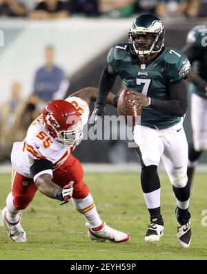 Arizona Cardinals wide receiver Larry Fitzgerald crosses the goal line for  a touchdown as Philadelphia Eagles linebacker Akeem Jordan hits him from  behind during second quarter Arizona Cardinals-Philadelphia Eagles game  action at