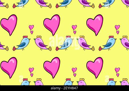 birds in love seamless vector pattern Stock Vector