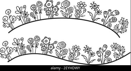 vector drawing black and white flowers background Stock Vector Image ...