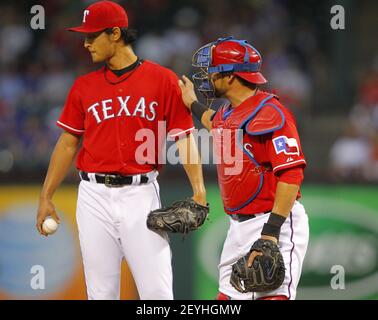 August 14, 2014: Texas Rangers Third base Adrian Beltre (29) [1597] fields  a grounder during an MLB game between the Tampa Bay Rays and the Texas  Rangers at Globe Life Park in