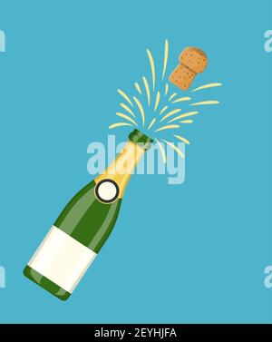 Bottle of champagne explosion Stock Vector