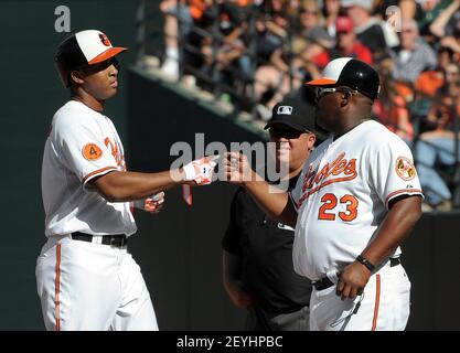 This is a 2023 photo of first base coach Anthony Sanders of the Orioles  baseball team. This image reflects the Orioles active roster as of  Thursday, Feb. 23, 2023, in Sarasota, Fla.