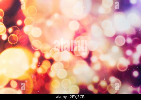 Christmas festive background. Blurred Christmas background, festive Christmas multicolor bokeh background. Stock Photo