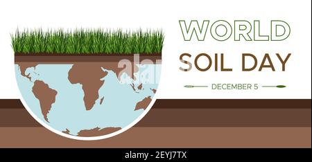 World Soil day and Earth day - vector flat illustration of an environmental concept to save the world. Concept vision about caring for the earth and s Stock Vector