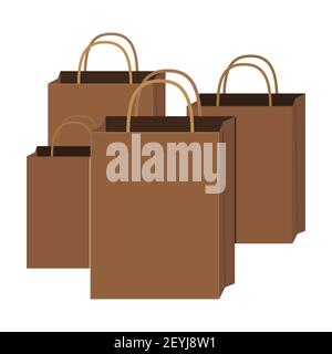Vector illustration of for paper bags for shopping, wrapping paper packet, fashionable, modern and eco-friendly shopping packaging, in a simple flat s Stock Vector