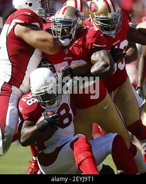 San Francisco 49ers linebacker Patrick Willis (52) walks off the field  after an NFL football game against the Arizona Cardinals in San Francisco,  Calif., Sunday, Nov. 20, 2011. The 49ers won 23-7. (