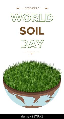World Soil day and Earth day - vector illustration of an environmental concept to save the world. Isometric about caring for the earth and soil. Suita Stock Vector