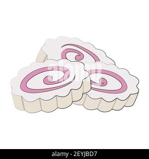 Narutomaki is an ingredient for Oriental soups. Traditional Eastern food, suitable for sushi, ramen and other national dishes. Vector illustration in Stock Vector