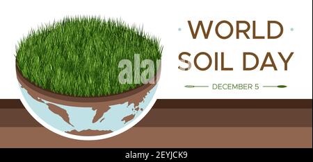 World Soil day and Earth day - vector illustration of an environmental concept to save the world. Isometric about caring for the earth and soil. Suita Stock Vector