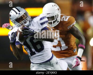 Kansas State wide receiver Tyler Lockett (16) runs with a 90-yard pass  reception against Oklahoma on Saturday, Nov. 23, 2013, at Bill Snyder  Family Stadium in Manhattan, Kan. Oklahoma won, 41-31. (Photo