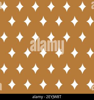 Diamond stars seamless christmas pattern - white figures on the gold background. Vector illustration made in the traditional style of hand drawing. Stock Vector