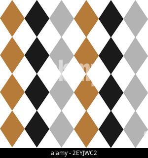 Argyle seamless Merry Christmas pattern - made of repeat gold, silver and black diamonds. Made in the traditional Scandinavian style of hand drawing. Stock Vector