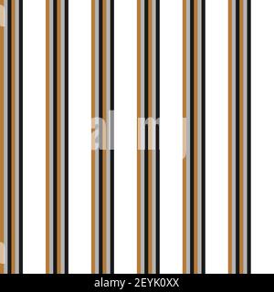 Seamless vector pattern of narrow stripes of gold, silver and black color on a white background. Made in a minimalistic style of hand drawing. Used as Stock Vector