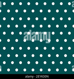 Polka dot geometric seamless pattern in vintage style on a vivid green background. Simple vector illustration in a repeat minimalistic designe. Stock Vector