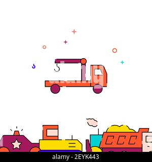 Manipulator car, manual crane filled line icon, simple illustration, special transport related bottom border. Stock Photo