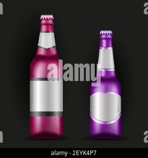 pink and purple bottles template Stock Vector