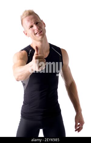 Handsome young man with thumb up doing OK sign Stock Photo