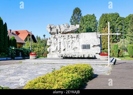 The monument commemorating the victims od World War II in Sulkowice, Poland. Stock Photo