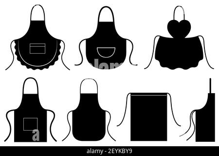 https://l450v.alamy.com/450v/2eykby9/set-of-different-kitchen-aprons-isolated-on-white-2eykby9.jpg