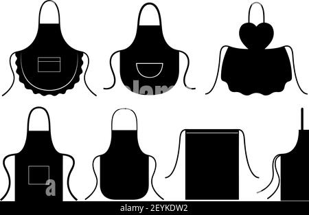 Set of different kitchen aprons isolated on white Stock Vector