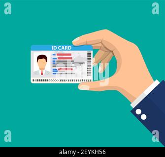 hand holding the id card. Stock Vector