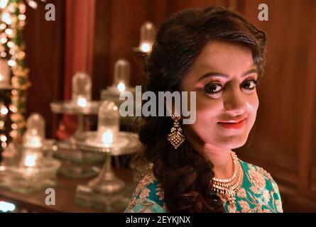 Portrait of an Indian  Bengali woman in ter ring engagement party at Kolkata, India. Stock Photo