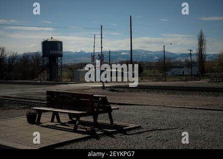 Rail Tracks, Drummond, Montana Stock Photo