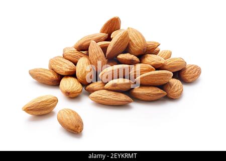 Heap of almonds isolated on white background - clipping path included Stock Photo