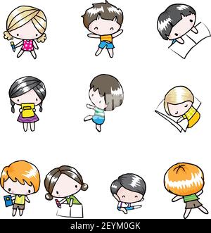 vector cartoon children boys and girls set Stock Vector Image & Art - Alamy