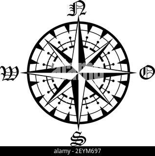 Vector Compass Rose with North, South, East and West Indicated Stock Vector  - Illustration of marine, navigation: 148818570