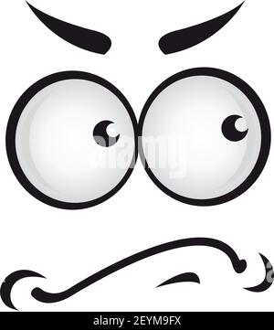 Distrustful emoji symbol isolated suspicious face. Vector rummy emoticon emotion, displeased man Stock Vector