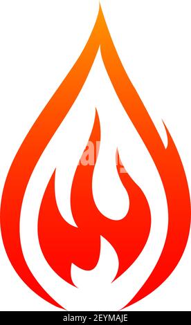 Fire with sparks isolated icon. Vector blazing burning flames, bonfire or campfire symbol Stock Vector