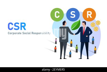 csr corporate social responsibility businessman cooperation company initiative for public and environment Stock Vector