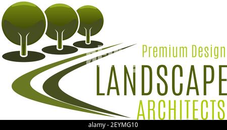 Premium design landscape architects vector icon isolated on white background. Concept of landscaping gardening and city urban horticulture. Sign for l Stock Vector