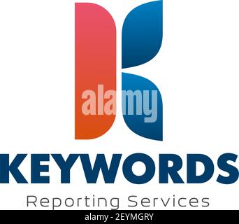 Letter K icon for keywords reporting services or digital marketing analysis and promotion agency, Vector letter K symbol for advertising agency, inter Stock Vector