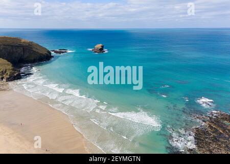 Aerial photograph taken near Portreath Beach, Cornwall, England Stock Photo