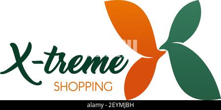 Letter X icon for extreme shopping or sale discount and fashion clothing trading malls. Vector flower symbol in letter X for premium shops net or bout Stock Vector