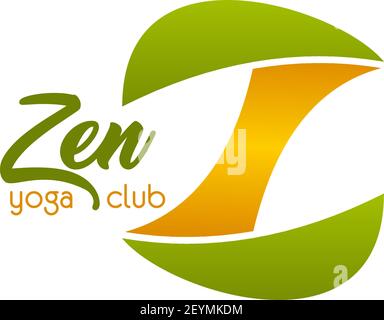 Zen yoga club vector sign. Colorful vector emblem for yoga studio or club. Concept of meditation and relaxation. Abstract badge wellness center or yog Stock Vector