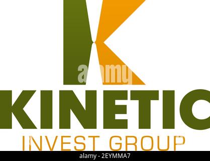 Letter K icon for invest group or bank design and financial corporation. Vector isolated Kinetic K letter symbol for banking business or marketing res Stock Vector