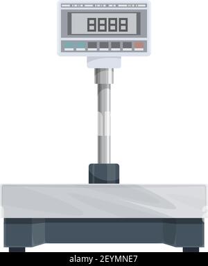 Post office digital scale isolated icon, warehouse weighting postal cargo scales vector Stock Vector