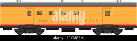 Mail railway post office in cargo vector isolated icon. Mobile sorting office in train Stock Vector