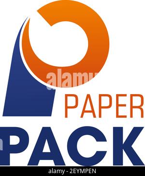 Letter P icon for paper pack technology factory or food and drink product package design and construction corporation. Vector letter P symbol for orga Stock Vector